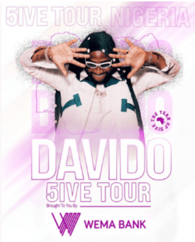 Wema Bank backs Davido 5ive Alive tour