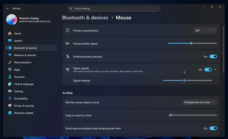 Microsoft tests mouse vibration feedback in Windows 11